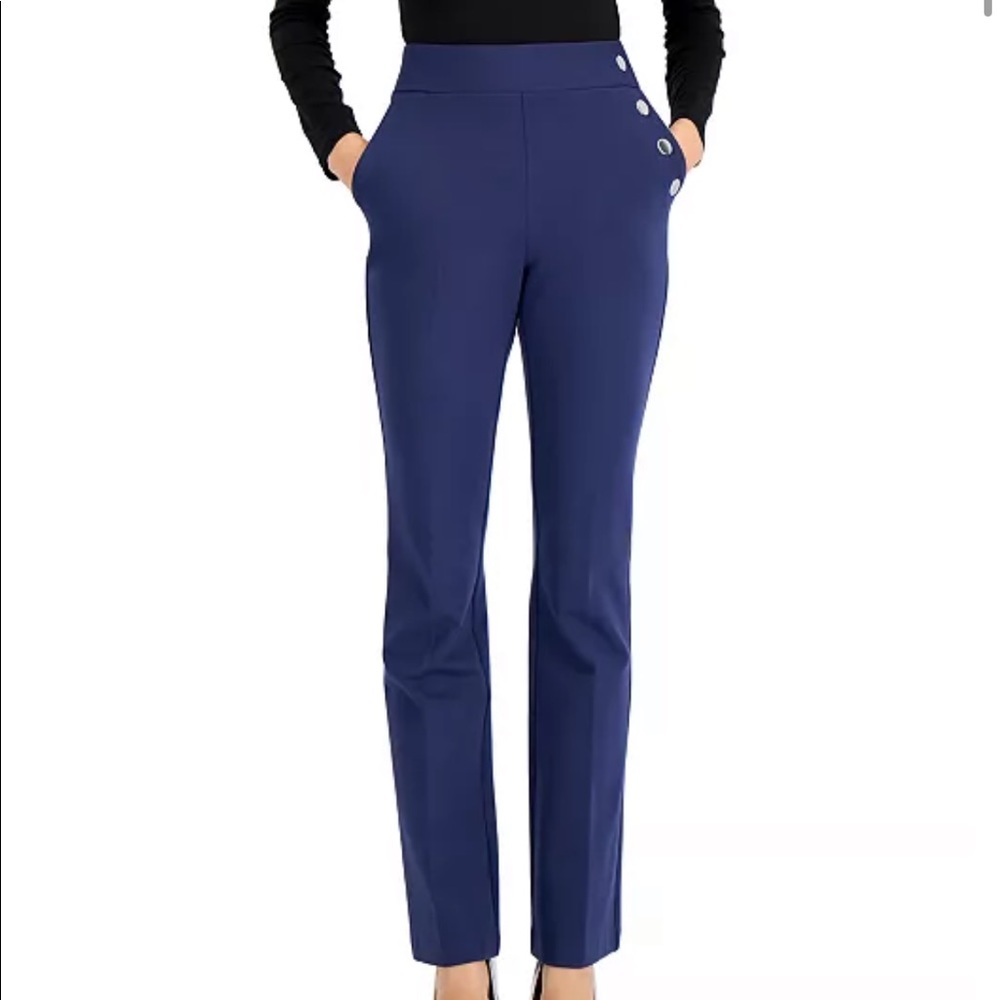 INC Side-Button Boot Cut Pants - Picture 3 of 6
